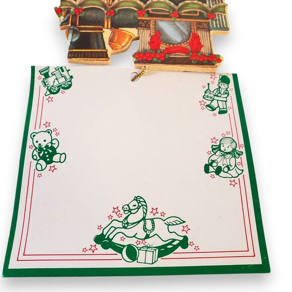 VTG 80s Montgomery Ward Christmas Train Ornaments Set of 5 Wood Diecut NOS - Picture 15 of 16